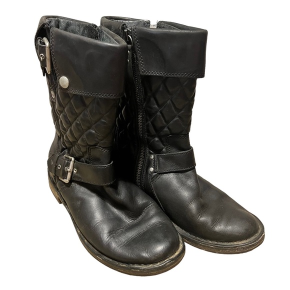 UGG Shoes - Ugg Australia Womens Black Conor Moto Boots size 6.5 Leather Side Zip 1001832